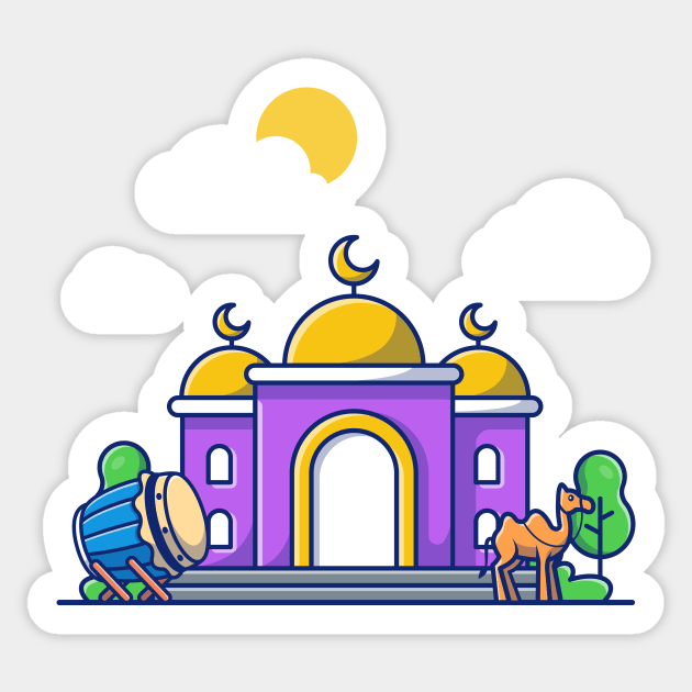 Mosque with bedug drum and camel Sticker by Catalyst Labs